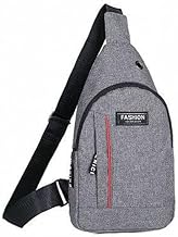 Waterproof Anti Theft Cross Body Fanny Pack with USB Charging for Traveling Use (Grey & Blue)