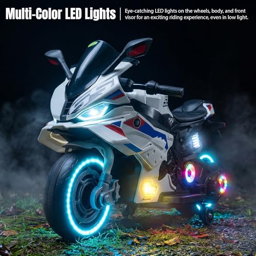 Image of Baybee TORQ Baby Battery Operated Bike for Kids | Ride on Toy with LED Light, Bluetooth & Music | Rechargeable Battery Bikes with Hand Accelerator,Baby Electric Bike for Kids 1 to 5 Years (White Pro)