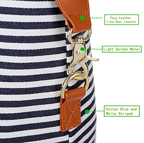 BAOSHA-HB-28-Ladies-Women-Canvas-Travel-Weekender-Bag-Overnight-Carry-on-Duffel-Tote-Bag-Blue-16-x-12-x-8-inch