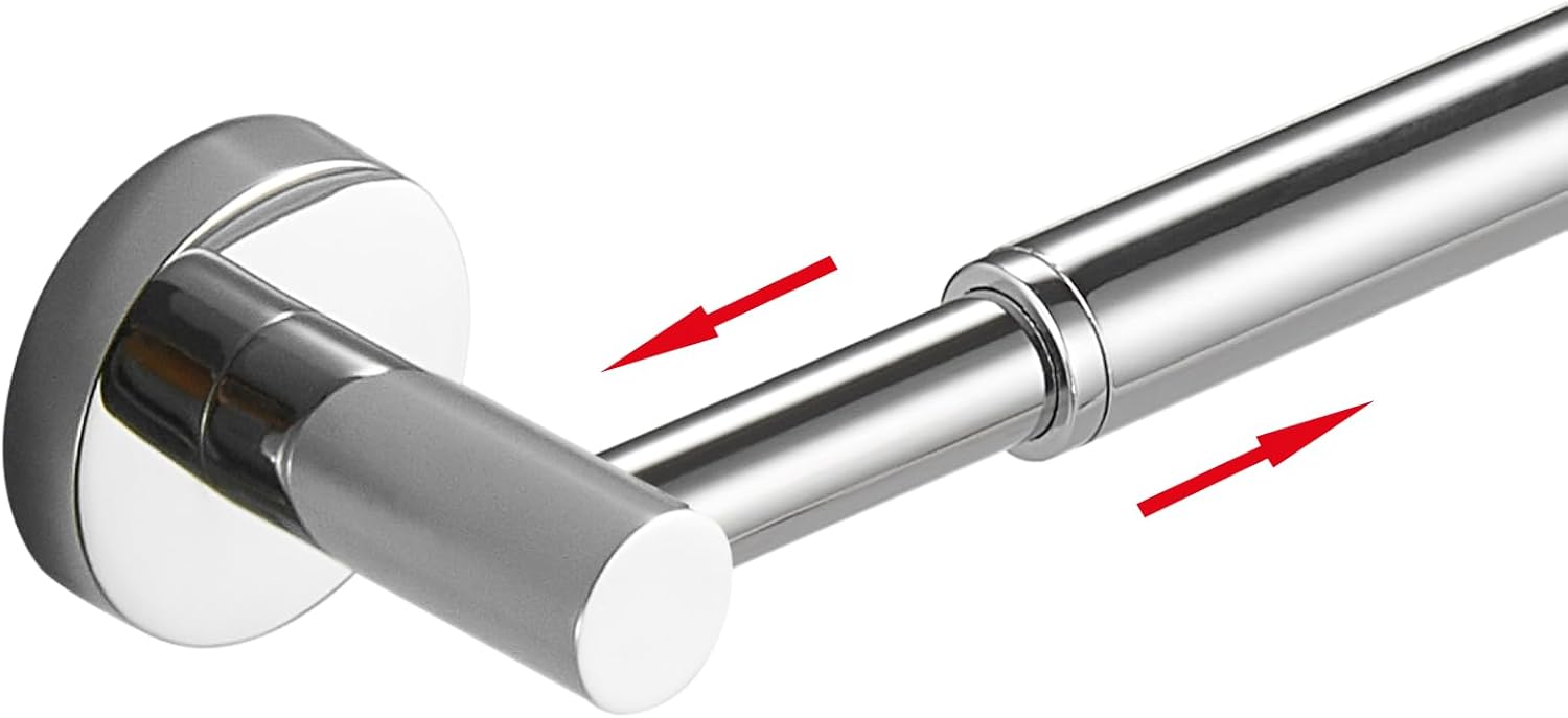 BESy Adjustable 15.9 to 28.6 Inch Single Bath Towel Bar Rack for Bathroom Accessories SUS304 Stainless Steel Towel Holder, Wall Mount with Screws Hand Towel Bar Rod Hotel Style, Polished Chrome Silver