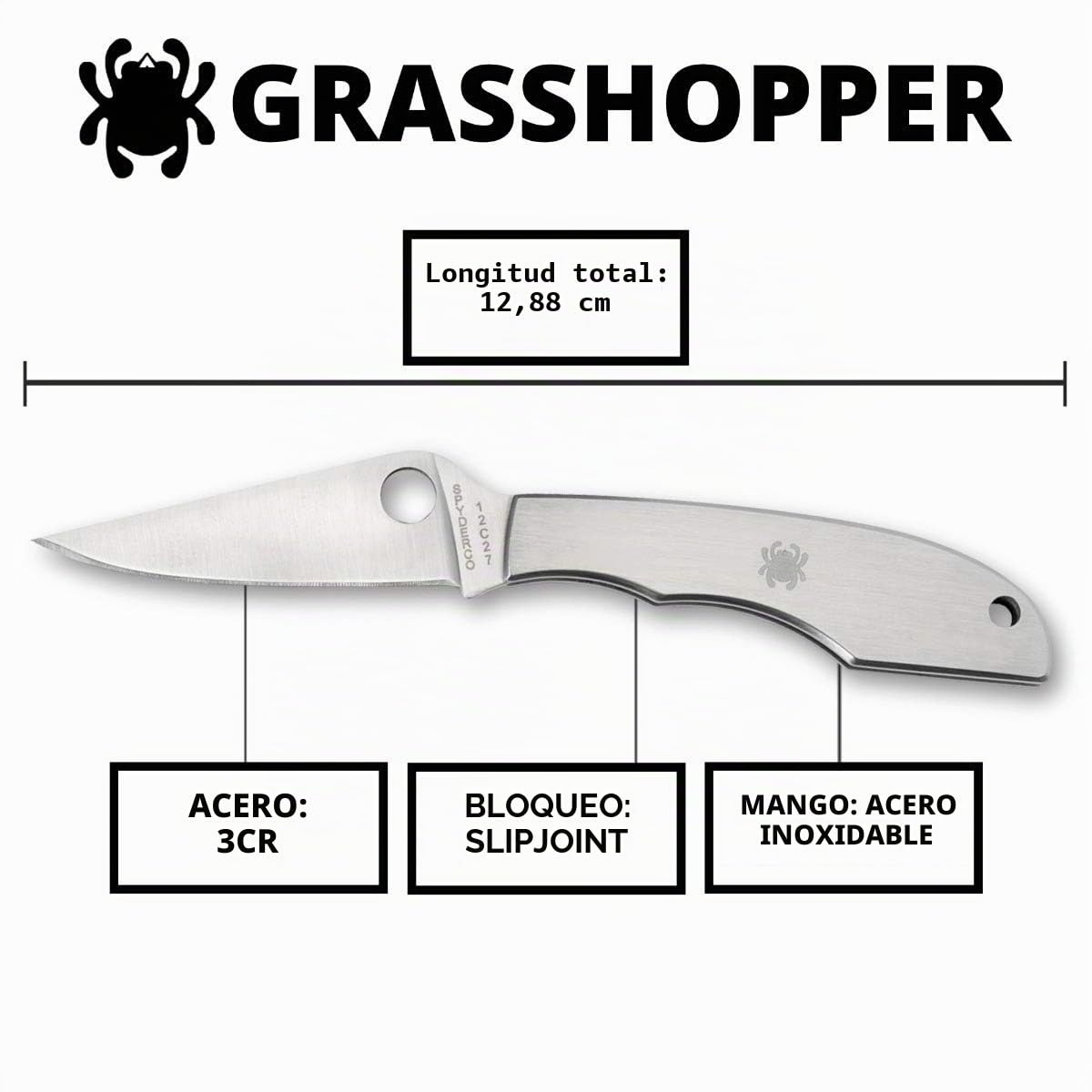 Grasshopper - Mango: Acero inox._Filo: Liso