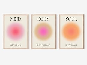 Positive Aura Posters for Room Aesthetic 3 Piece Colorful Aura Grainy Gradient Canvas Wall Art Spiritual Soul Body Mind Quote Print Painting Danish Pastel Home Wall Decor for Bedroom (aura-342,3P 12x16Inch Unframed)