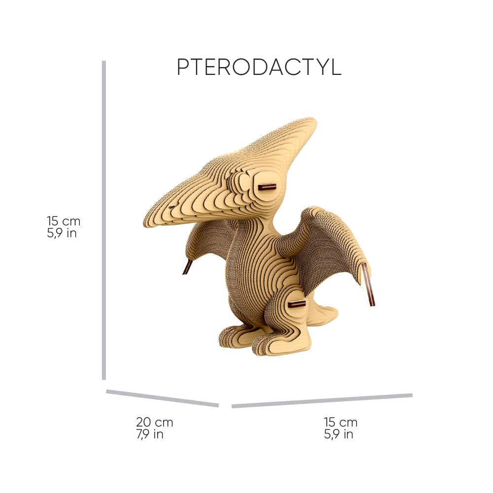 Dinosaurios Trio Puzzle 3D de Cartón – Set 3 en 1, 312 Piezas, Cartón Reciclado Sin Plástico, Escultura DIY para Pintar, Idea de Regalo