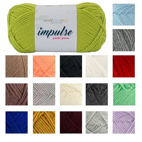 Image of WOAFashions Impulse Hand Knitting & Crochet Yarn, Premium Acrylic, 4 : Medium (Sulphur Spring) (4x100gms / 14.1oz)