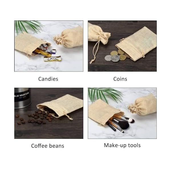 beingelegant Jute Linen Pouches 10X14 Cms - Pack Of 10 - Best For Diwali, Christmas & Party Favour Gift Bag|Best For Baby Shower, Shagun, Birthday, Anniversary Gifting|Return Gifts Bags (Natural Jute) - Image 5