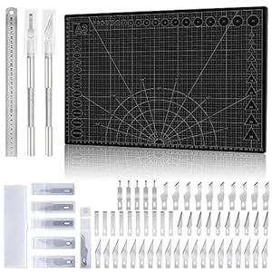 Miuzei A3 Schneidematte Set Schwarz mit 55 Klingen