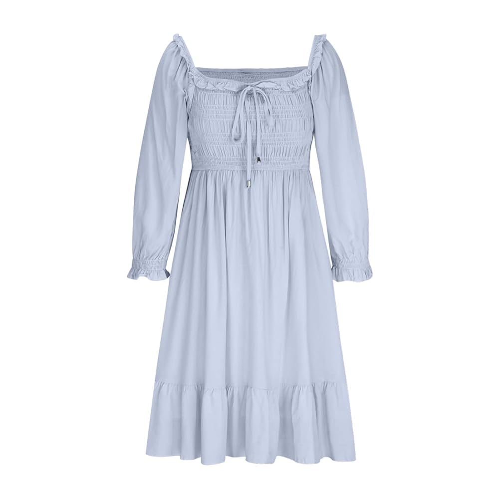 Generic Womens 2024 Summer Spring Square Neck Aline Dress