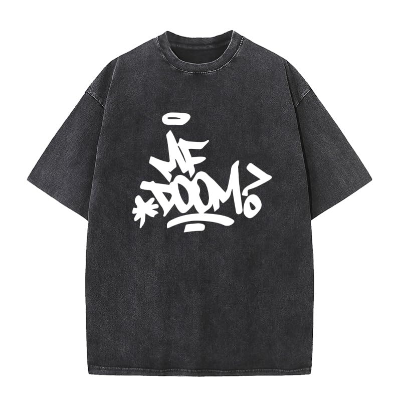 MF Graffiti Doom Tee Unisex Hip-Hop Rap Washed Vintage Oversized Casual Cotton T Shirt Loose Fit Women Men