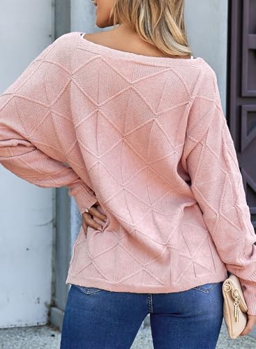Image of EVALESS Casual Crewneck Sweaters for Women Fall Winter 2026 Lightweight Long Batwing Sleeve Pullover Sweaters Tops Clothes
