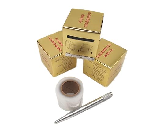 3 Roll Eyebrow Tattoo Plastic Film con lápiz de maquillaje permanente, envoltura preoperatoria envoltura cinta suministros kit