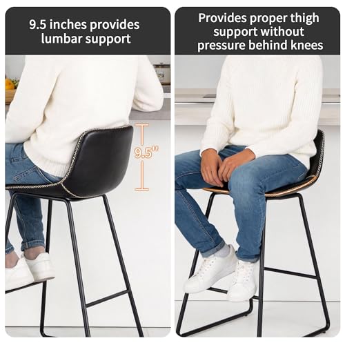 Image of Bar Stools Set of 3, 30 inch Bar Height Stools with Backs for Kitchen Island