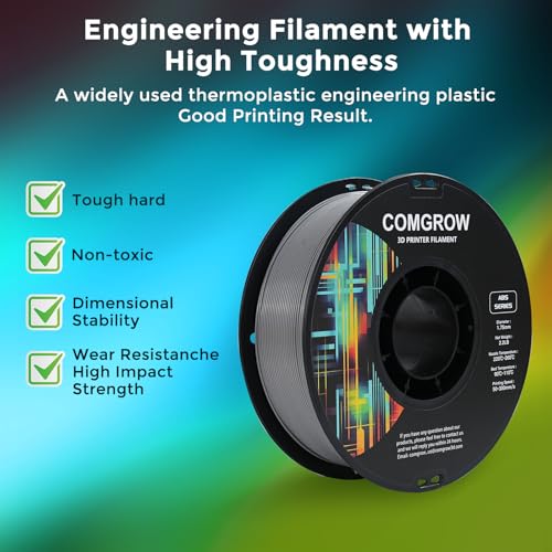 Image of Comgrow ABS 3D Printer Filament, 1.75mm, Heat Resistant, 1kg, Strong and Durable, Dimensional Accuracy + /- 0.02mm