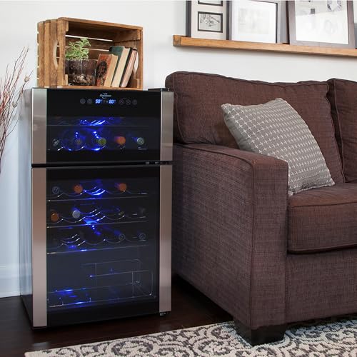 Koolatron 29 Bottle Wine Fridge Dual Zone Wine Cooler Cabinet with Glass Door Beverage Can Refrigerator Ideal for Red White & Sparkling Wine 3 cu. ft (Silver Black 86 L) - Image 3