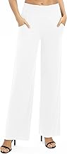 EXCHIC Damen Leichtgewicht Elastisch Hohe Taille Hose Casual Weite Bein Dehnbar Lounge Hosen mit Taschen