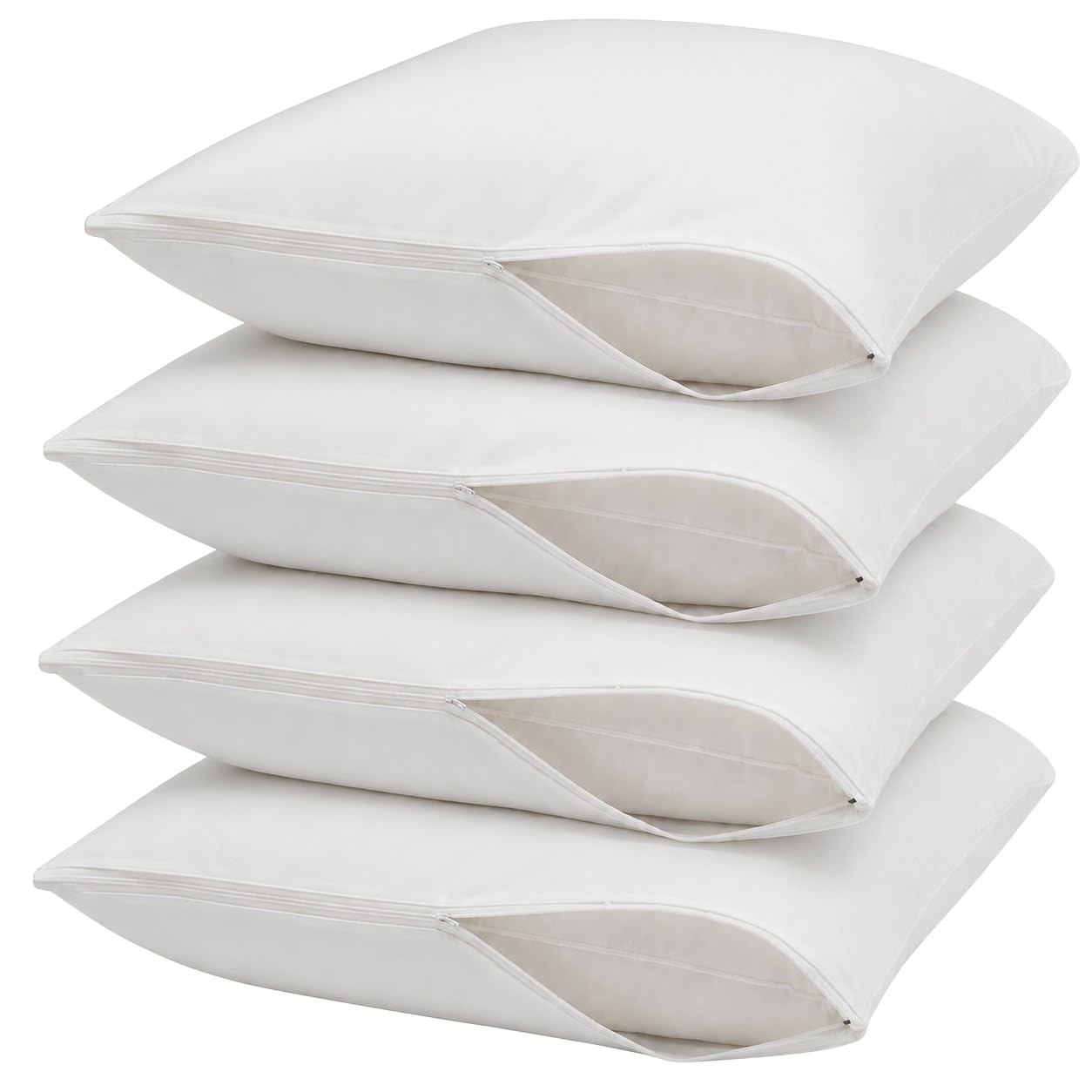 Dependable Industries inc. Essentials Paquete de 4 fundas de almohada de vinilo con cremallera de lujo, protectores impermeables de 20 x 29 pulgadas, ideales para el hogar, hotel, hospital, protección