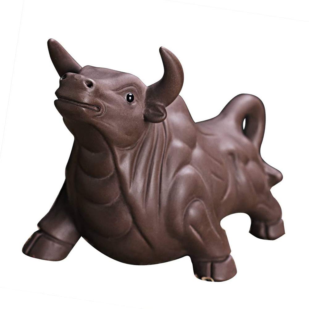 Creative tea ceremony accessories purple sand tea pet ornaments lucky god beast tea player home accessories Purple Clay Tea Pet for Kungfu Tea Tray A Perfect Gigt for Tea Lovers (Cow) by JKCOM