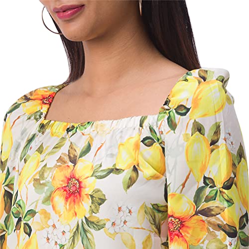 Image of Globus Women Yellow Floral Print Top
