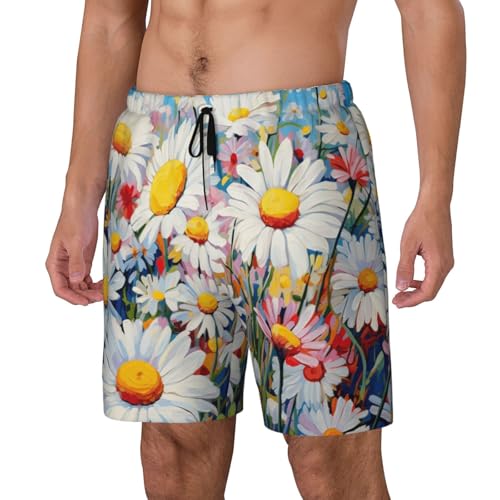 Summer Floral Daisies Flower Print Men Stylish Functionality Swim Trunks Breathable Beach Shorts Surfing Gym Fishing2
