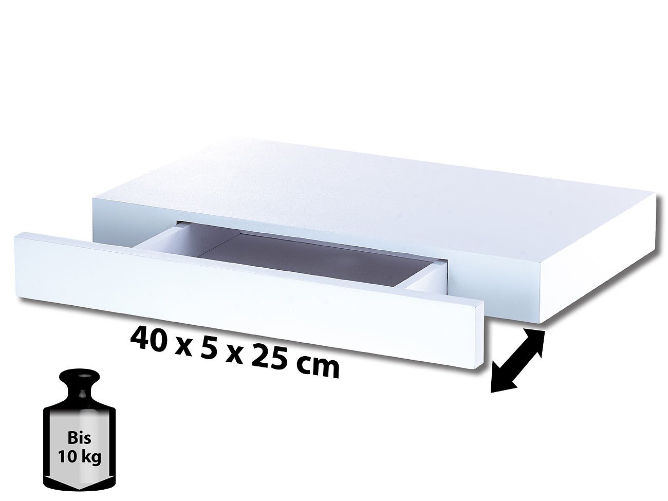 Carlo Milano Étagère Murale avec tiroir Secret - Blanc