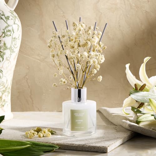 Image of Airkeep Reed Diffuser Set, 3.38 fl oz (100 ml) - Jasmine Lily Lemon Oil Diffusers with 8 Reed Sticks, Home Fragrance Reed Diffuser for Bathroom Shelf Decor