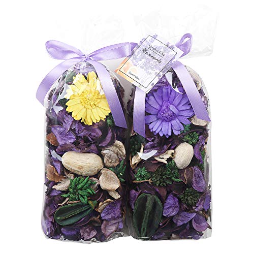 Qingbei Rina Potpourri Bag Purple Dried Flowers Lavender and Tangerine Scented Fragrance Sachet Petal Bowl and Vase Filler Home Decor,2 Bags,240g,Suitable for Filling a 83 Fluid-Oz Bowl