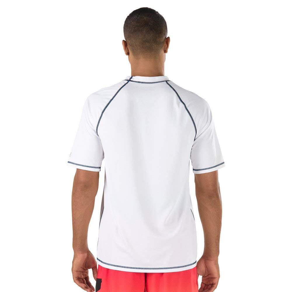 Speedo Camiseta de natación UV de Manga Corta y Ajuste Holgado Camisa de protección de Sarpullido, Blanco, L para Hombre