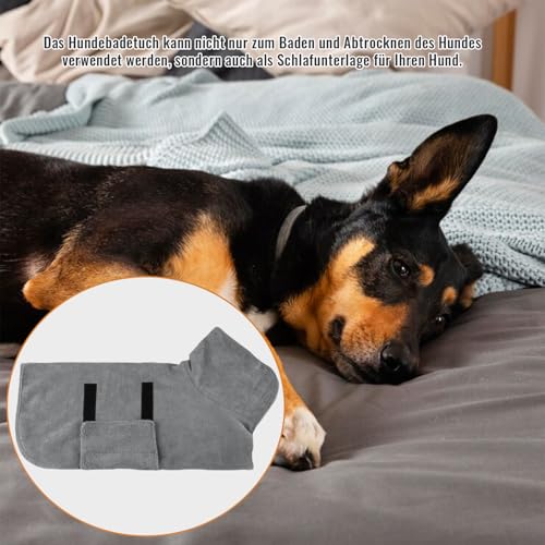 Esshogo Bademantel Hund Groß, Bademantel für Hunde, Hundebademantel, Mit Klettverschluss Schnell Trocknend Badetuch, Hundehandtuch Extra Saugfähig, Hundebademantel Mit Beinen, Hunde Zubehör