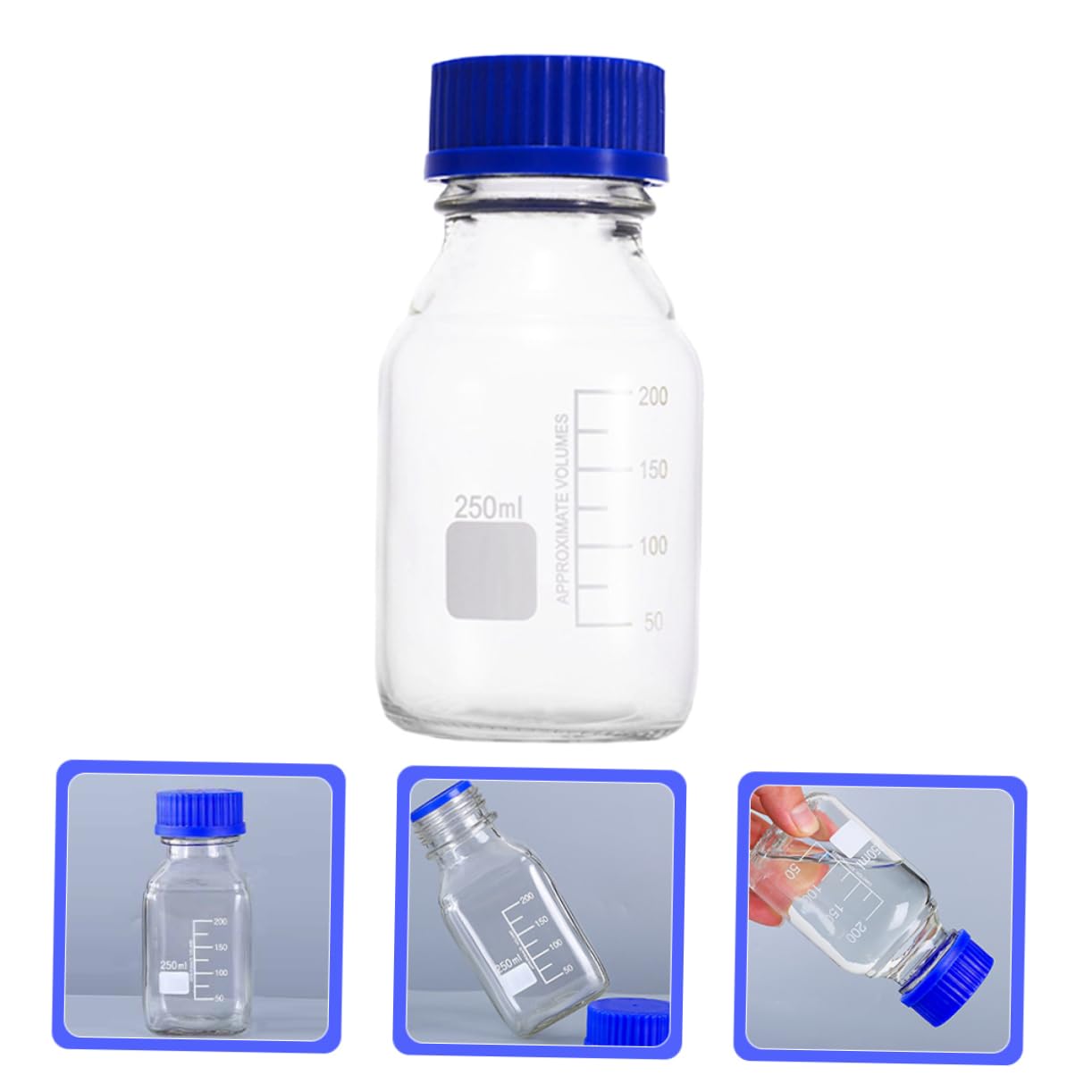 SOLUSTRE 6piezas Botellas De Muestra De Vidrio Reutilizables De Graduación Para Laboratorio Diseño Compacto y Transparente Para Almacenamiento De Materiales Químicos y Medios Entornos De