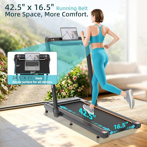 Image of Under Desk Incline Walking Pad Foldable Home Treadmill Removable Tray