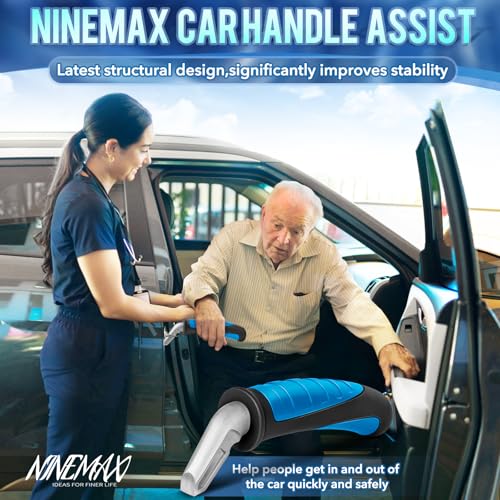 NINEMAX Einstiegshilfe Auto Senioren Ausstiegshilfe Auto,2 Stück Haltegriff für Car Zum Aussteigen für Behinderung Schwangere(Schwarz/Blau)