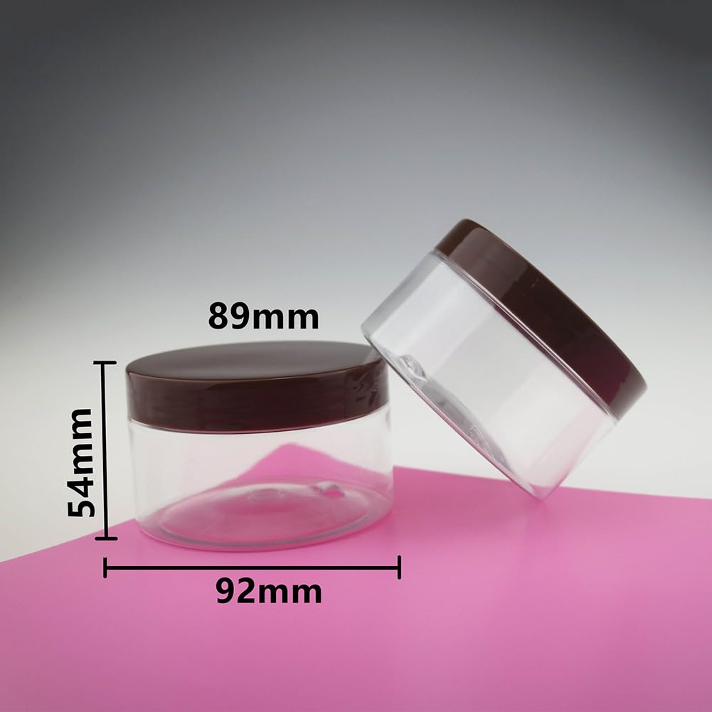 3 Pots Cosmétiques 250 Ml - Plastique Transparent Avec Couvercle Noir - Rechargeable