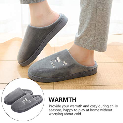 Holibanna Pantufas de pelúcia para inverno com padrão de coração macio para casa antiderrapante, chi