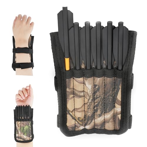 HNZMDY Mini Crossbow Bolt Quiver Oxford Crossbow Arrow Case Pistol Crossbow Bolts Holder Can Hold 6/12pack Crossbow Bolts (camo holds 12pcs arrow)