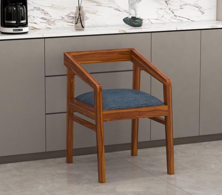 Image of SUNCOM Solid Sheesham Wood Arm Chair Set of 1 for Living Room| Wooden Dining Chair | Home Dining Room Furniture (Natural Finish, 1 Chairs)