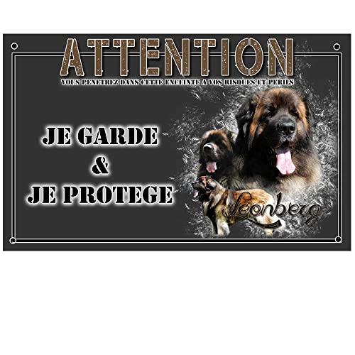 Pets-Easy.com - Placa personalizada con perro, diseño de perro leonberg, pretaladrado y tornillos dados, de 30 cm a 15 cm Cover