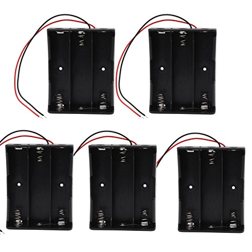 KEESIN 3.7V 18650 Caja de Soporte de Batería Caja de Almacenamiento de Batería de Plástico con Cables y Abrazaderas de Cables Autoadhesivas (3 Solts × 5 piezas)