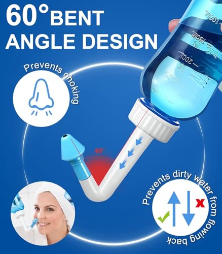 Image of Nasal Saline Jal Neti Pot Sinus Rinse Yoga Bottle System Irrigation 300 ML Control Wash Nose Cleaner Pressure Irrigation for Allergy Relief Cold with 2 nozzles for Adult & Kid BPA Free - 300ml