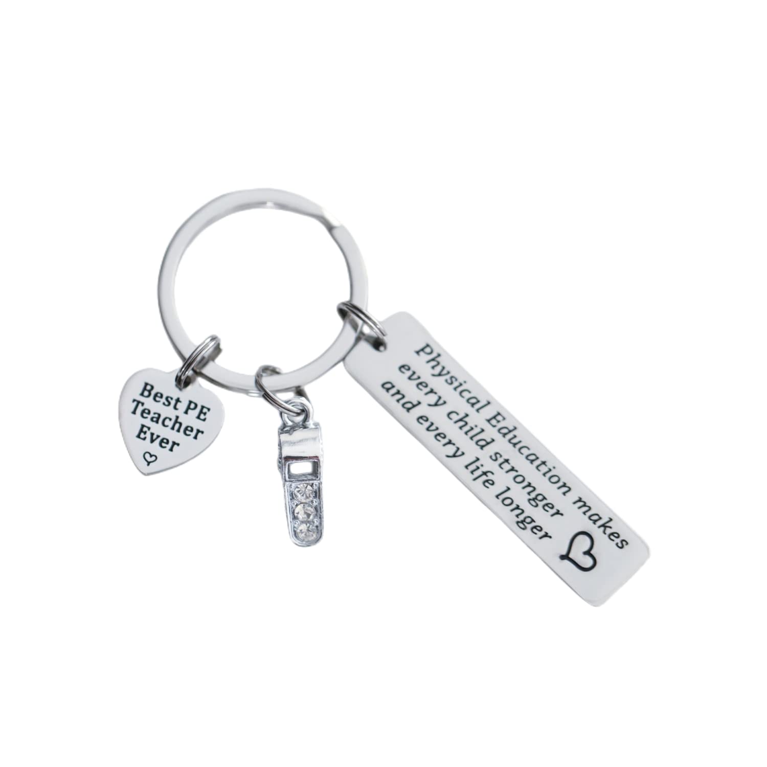 VALAFO Gifts for Pe Teachers Women Keychain Men Male P E Gym Appreciation Jewelry from Student Physical Education PE Teacher Keychain, Stainless Steel, Stainless Steel