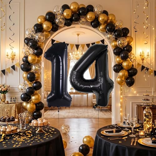 Image of YPSelected 32 Inch Large Foil Helium Number Balloon Birthday Wedding Party 0-9 (Black, 4)