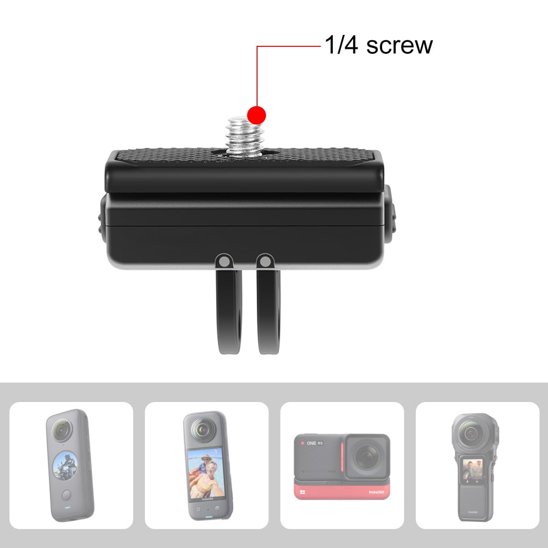 Mechrig Support à Libération Rapide Pour Insta360 X4,3 En 1 Accessoire De Montage Magnétique Avec Adaptateur Trépied 1/4", Compatible Avec Les Caméras De Sport Fixes Et Les Perches à Selfie