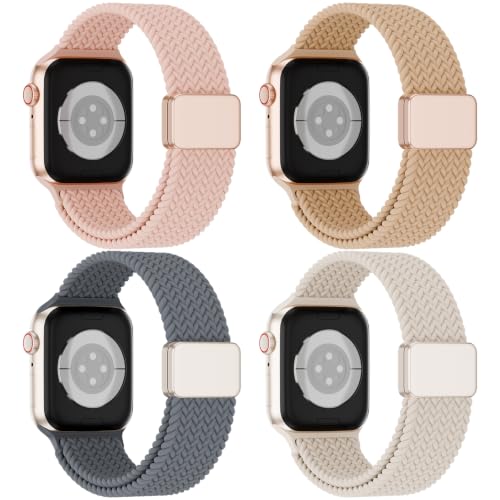 4 Pack Magnetic Stretchy Braided Sport Loop for Apple Watch Band Women Men by Shalila - Used condition - US$15.44