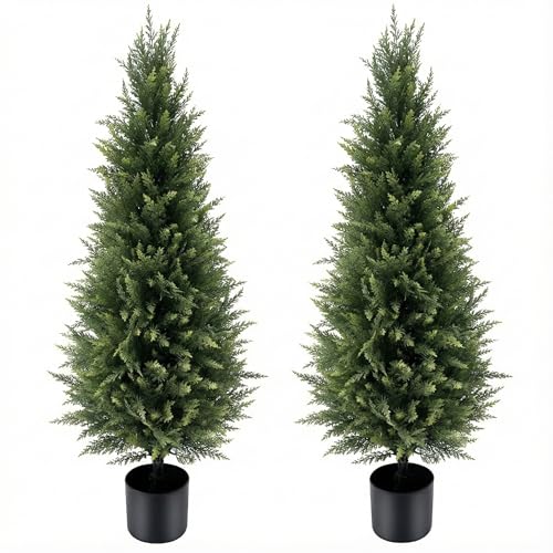 Image of 4FT Artificial Cedar Topiary Trees 2 Pack