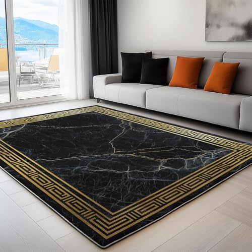 Tapis de Salon Texture De Marbre Vectorielle Noir au Design Élégant - 3