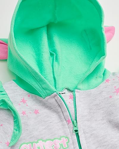 STAR WARS The Mandalorian Baby Girls Baby Yoda Hooded Bodysuit - Sweatshirt Fleece Zip Up One Piece - Baby Yoda Baby Clothes3