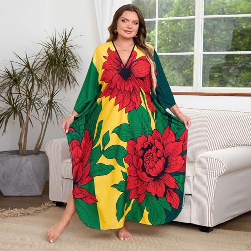 Image of Kaftan Dress for Women - Plus Size Caftan Maxi Beach Dress Moo Moos Loungewear, Swimsuit Cover Up for Beach, Pool or Vacation