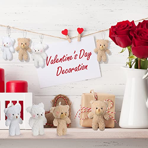 200 Pcs 4.7 Inch Mini Plush Bear Bulk Small Bear Doll Tiny Soft Stuffed Animal Toys Small Fuzzy Bear Keychain Gift For Baby Shower Birthday Wedding Gift Party Favor, Brown White Beige #TOP6