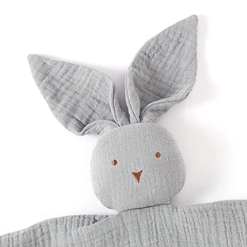 Blumie Bunny Comforter Blanket for Baby 100% Organic Cotton Muslin, Cuddly for boys girls and infants. (Cloud Grey) - Image 3