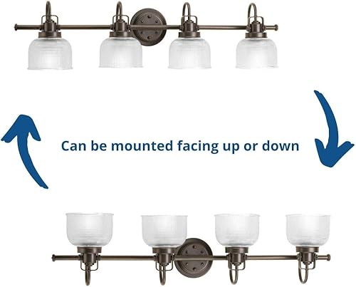 Miniatura 14 de Archie Collection - Lámpara de tocador para baño con 4 luces y cristal transparente de doble prisma, acabado en bronce veneciano