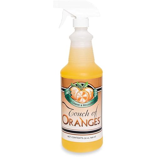 Touch Of Oranges Wood Cleaner & Polish Spray Real Orange Oil Luster Finish, Clean Kitchen Cabinets, Hardwood Floor and All Wood, Restorer, Conditioner - 32 oz