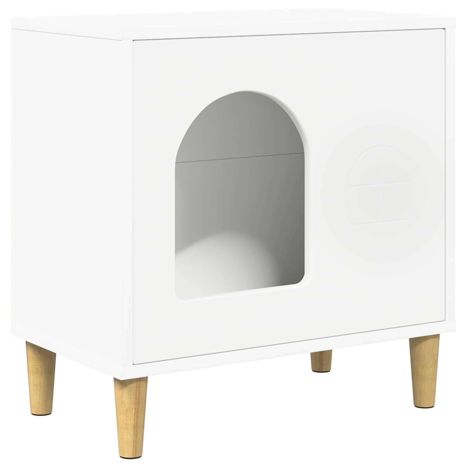 Domek dla kotów biały 51 x 30 x 52 cm materiał drewnopochodny